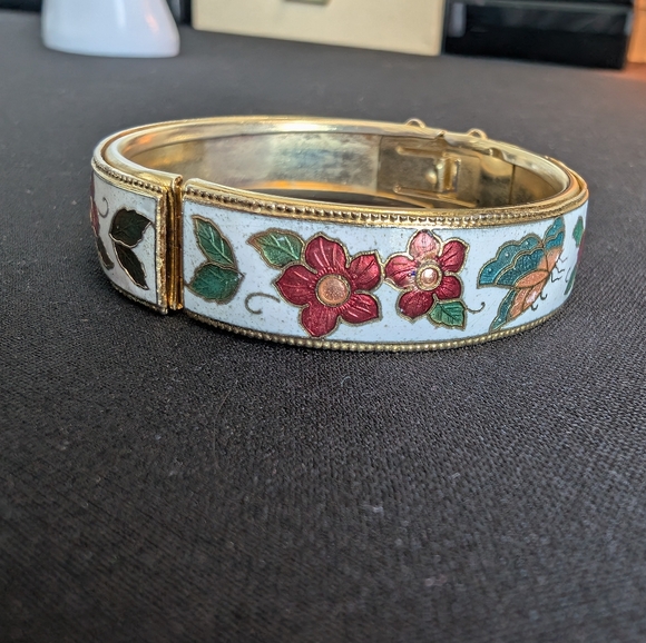Vintage Cloisonne Hinged Bangle - Picture 11 of 14